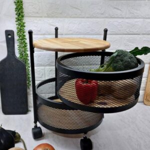 Touchwood METAL ONION BASKET WOODEN TOP 2-STEPS (HEAVY) code 111170