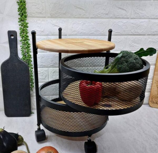 Touchwood METAL ONION BASKET WOODEN TOP 2-STEPS (HEAVY) code 111170