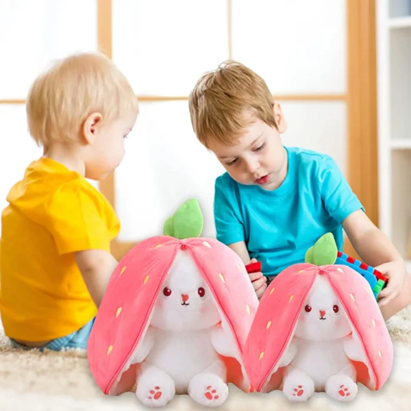 Easter Bunny Stuffed Animal Strawberry Plush Pillow - Image 3