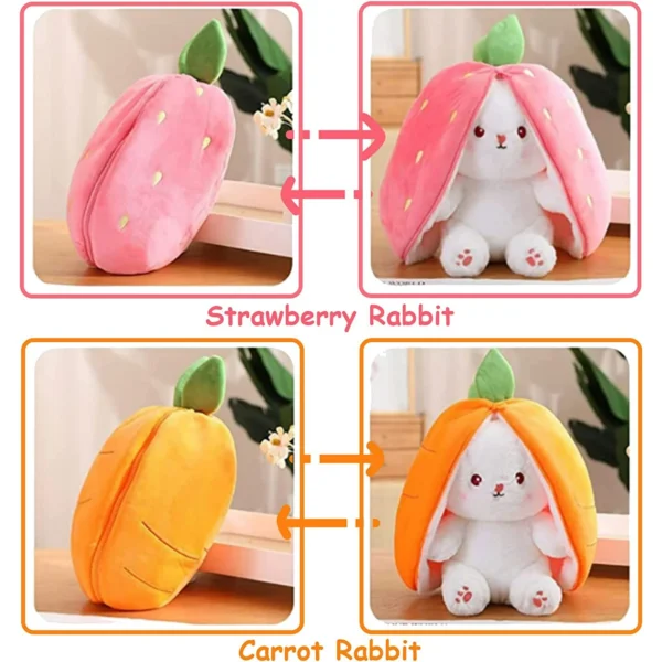 Easter Bunny Stuffed Animal Strawberry Plush Pillow - Image 4