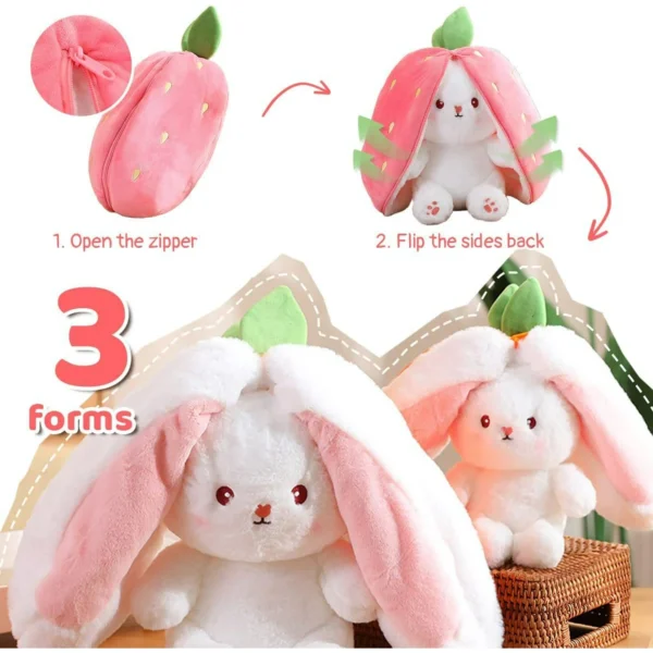 Easter Bunny Stuffed Animal Strawberry Plush Pillow - Image 5