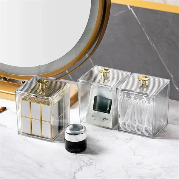 Mini Acrylic Glow Box Cotton Bud Jewelry Cosmetics Storage Box - Image 3