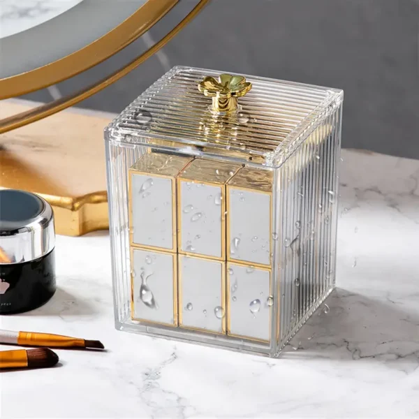 Mini Acrylic Glow Box Cotton Bud Jewelry Cosmetics Storage Box - Image 4