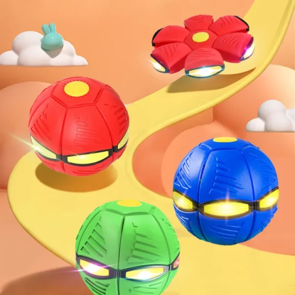 Toy Throw Disc Flat Magical Flying Saucer, Toys, Outdoor Step Deformation Foot Ball with LED Light for Kids. - Image 2