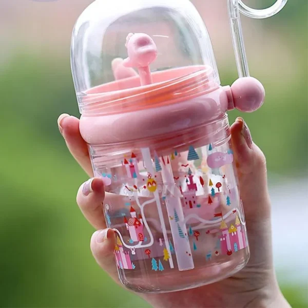 Water bottle Infant Cup with Straw Water, Whale Spray sippy Cup Portable Toddler Cups Summer Water Cup - Image 5