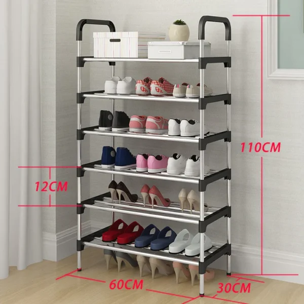 6 Layer shoe rack Tier Colored stainless steel Stackable shoe rack organizer - Image 3