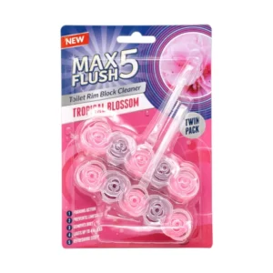 Max Flush 5 Toilet Rim Block Twin Pack, In 4 Fragrances, 2 x 45 g.