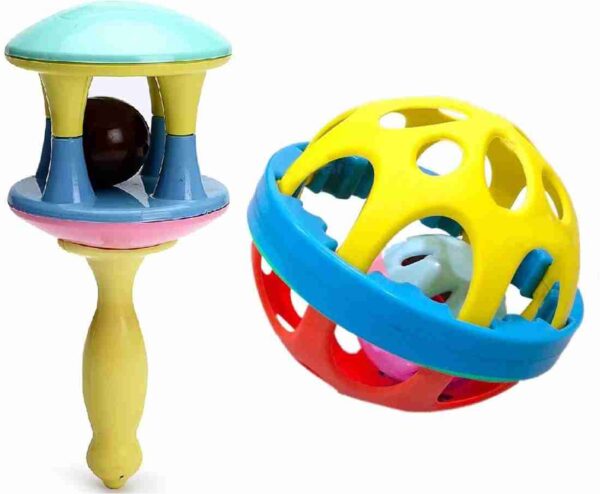 Rattle Set, Ball And Jhunjuna for New Born Baby, Colorful & Non Toxic,