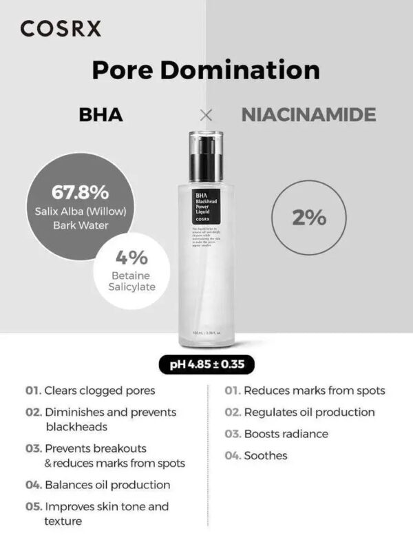 COSRX BHA Blackhead Power Liquid, Best Exfoliating Toner for Blackheads, Pores & Acne-Prone Skin, 100 ml. - Image 5