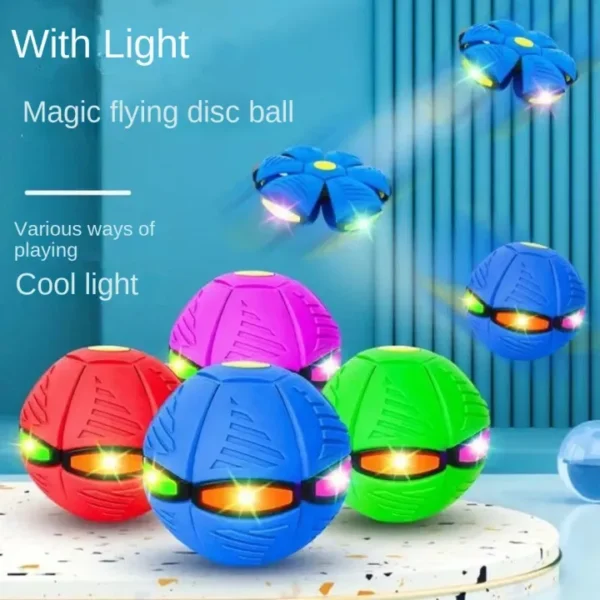 Toy Throw Disc Flat Magical Flying Saucer, Toys, Outdoor Step Deformation Foot Ball with LED Light for Kids. - Image 4