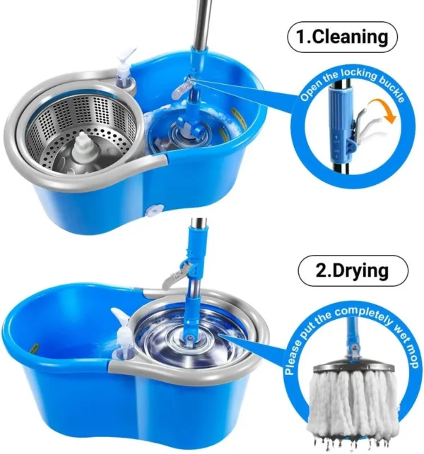 Mini Spin Mop 360 and Bucket System, Detachable Spinning Basket and Easy Wring - Image 9