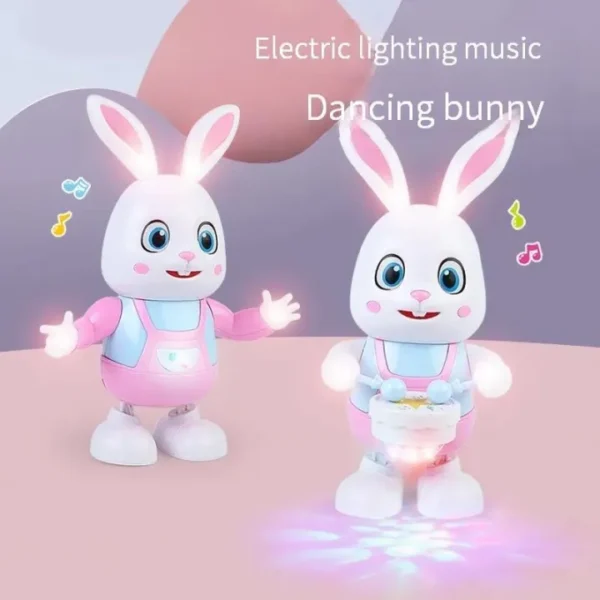 Electric Pet Toy Beat Drum with LED lights, Cute Robot Rabbit Dancing, Electronic Bunny Music Robotic for Kids - Image 3