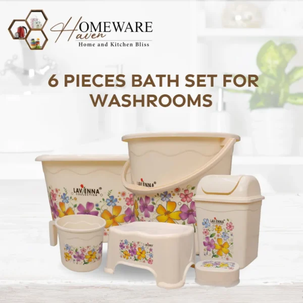 Rosetta Bath Lavenna Collection Rosetta Plastic Bath Set - 6 PCS - Image 4