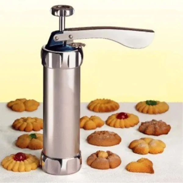 STAINLESS STEEL MANUAL BISCUIT MACHINE COOKIE PRESS MAKER TOOL - Image 8