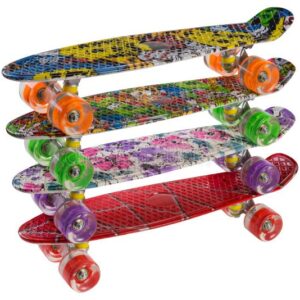 Skateboards, 23" Complete Skateboard, Mini Skateboard for Kids Boys And Girls with Colorful Flashing Wheels Skate Tool.
