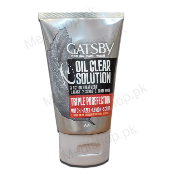 Gatsby Oil Clear Solution Triple Porefection Face Wash, Cooling Face Wash 100 ml.
