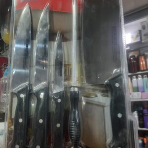Kitchen Knife Set with toka, knife sharpener, and cutting board 5 pcs set