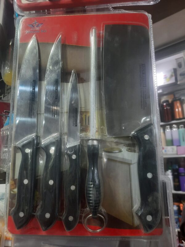 Kitchen Knife Set with toka, knife sharpener, and cutting board 5 pcs set