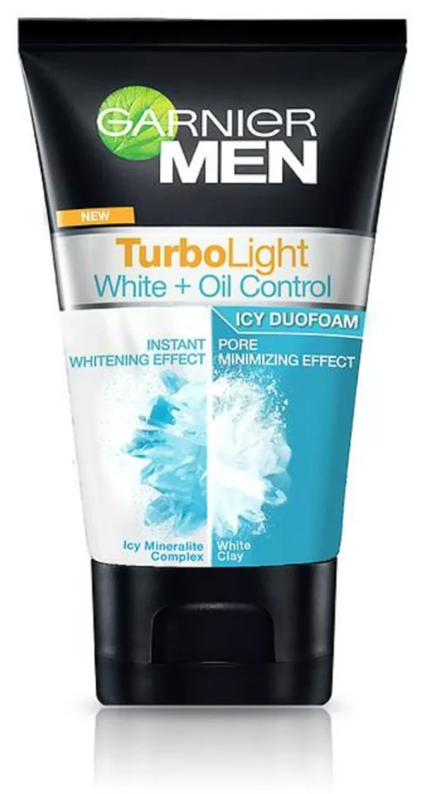 Garnier MEN Face Wash Icy Duo Foam Cleanser Turbo Light Whitening Effect, Icy duo Foam, 100 ml. - Image 3