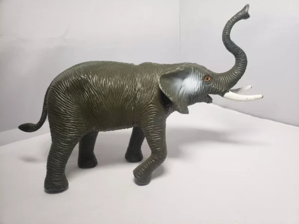 13 inch Elephant Trunk Up  Toy Rubber Safari Animal Jungle Vintage Large