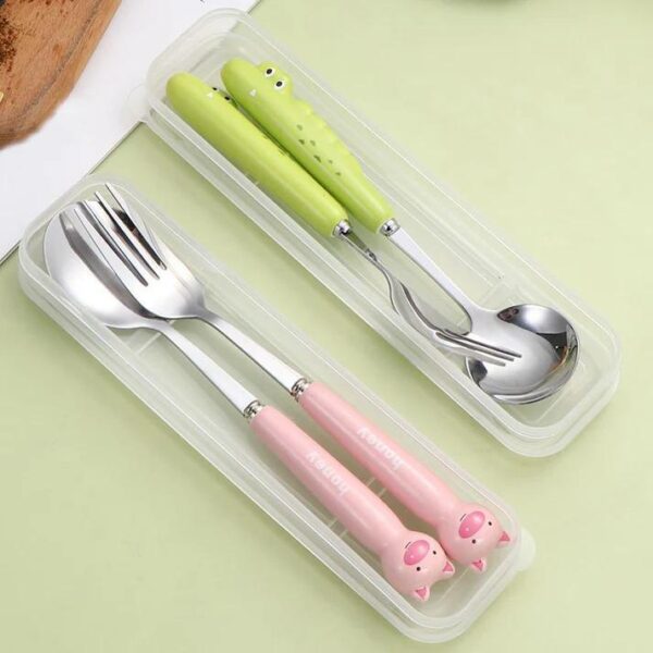 Baby Utensils Corrosion-resistant Infant Food Feeding Toddler Dinnerware with Fork Spoon