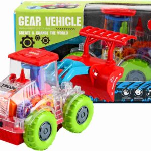 Transparent utility gear Vehicle, Rotating With Lights And Music, Toys For Kids.