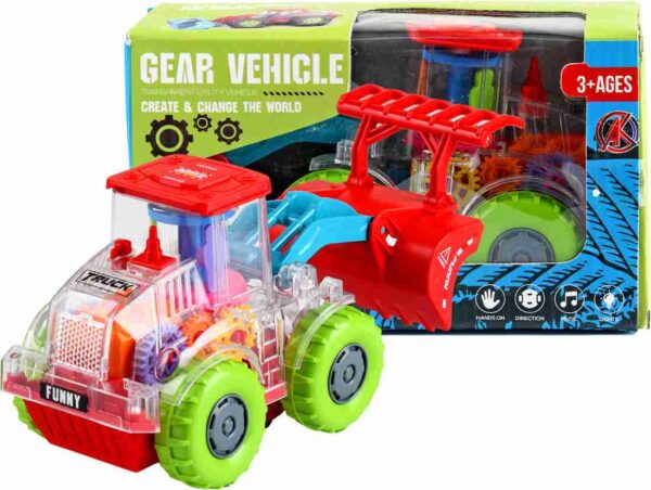 Transparent utility gear Vehicle, Rotating With Lights And Music, Toys For Kids.