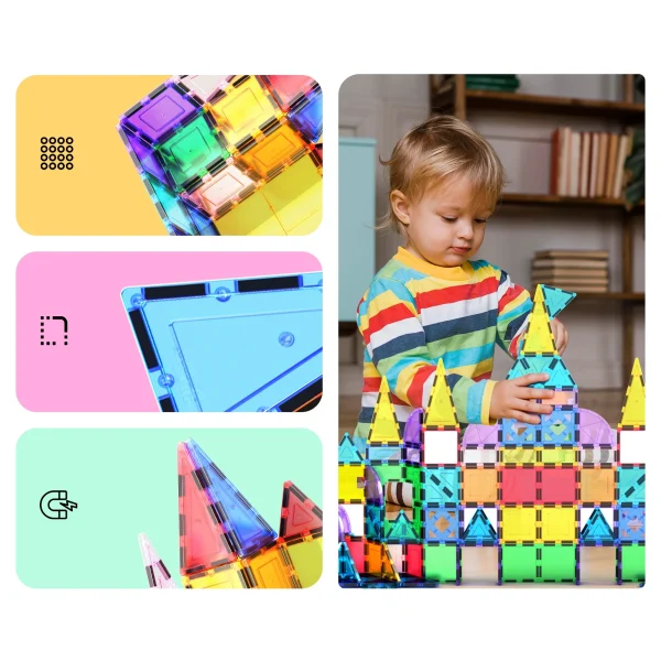 DIY Magnetic Tile Construction Blocks 100 pieces - Image 5