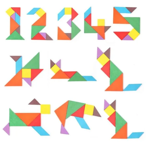 COGNITIVE ENGAGEMENT Wooden Tangram Puzzle Shape Blocks Jigsaw Puzzles Kids Children Early Learning Educational Toy - Image 2