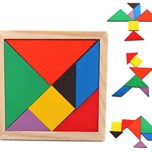 COGNITIVE ENGAGEMENT Wooden Tangram Puzzle Shape Blocks Jigsaw Puzzles Kids Children Early Learning Educational Toy