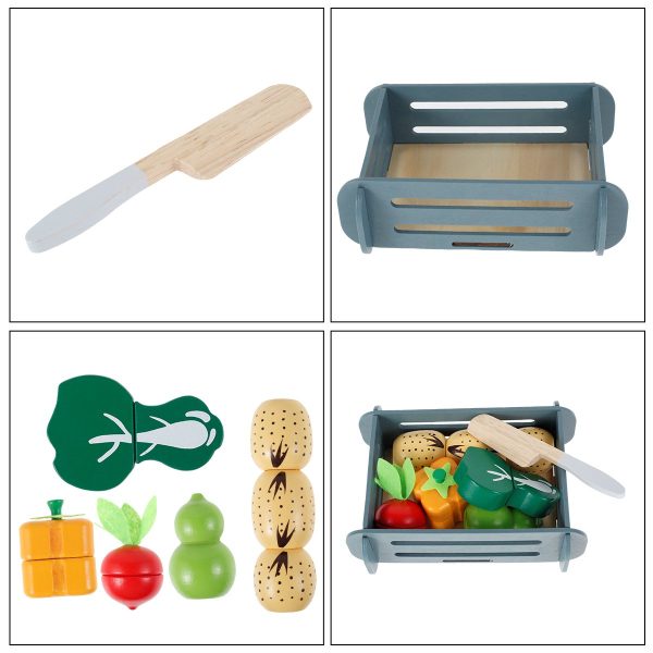 Wooden Cutting Fruit  Play Toy with Cutter Kids Pretend Kitchen Educational Learning Toys YR0020 - Image 2