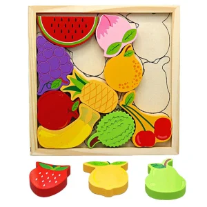 Educational Wooden Toy Vegetables Shaped Puzzles For Kids: