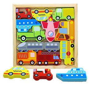 Educational Wooden Toy Vehicle Shaped Puzzles For Kids