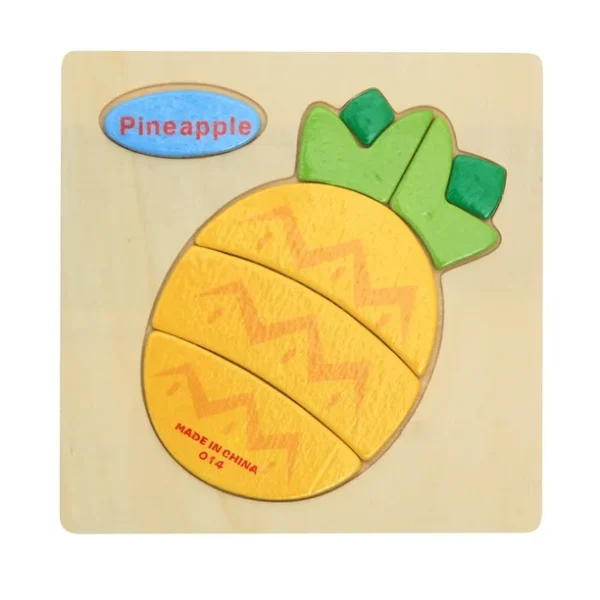 Wooden 3D Two-Tier Puzzles Animals Vehicles Fruits Cartoon