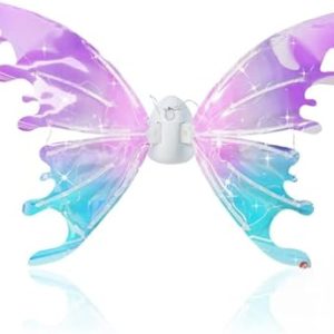 Unicorn Theme Light Up Fairy Angel Wings Electric Moving Butterfly Wing for Girls: