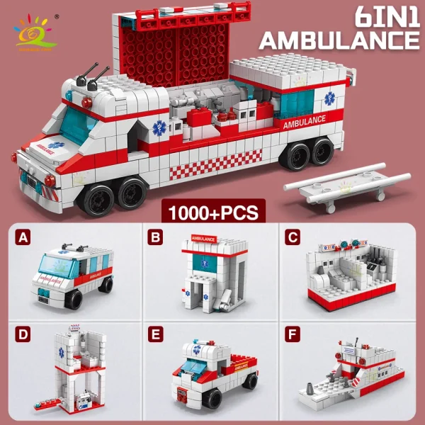 Building Blocks Mini City Hospital Playset: Emergency Vehicle & Rescue Figures, DIY Construction Toys for Kids - Image 4