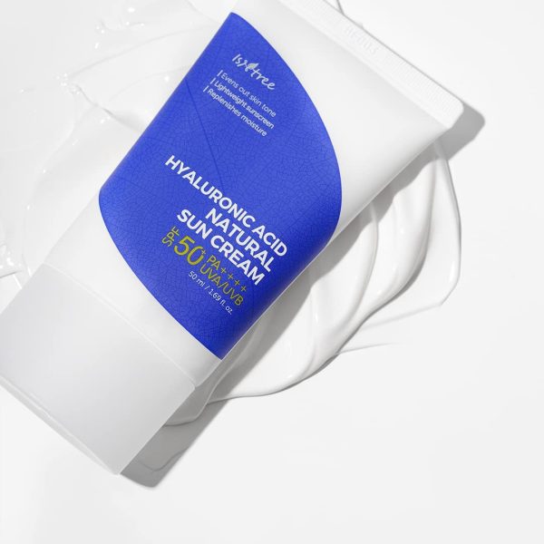 IsNtree Hyaluronic Acid Natural Sun Cream SPF 50 + PA++++, Moisturizing Physical Sun Block, 50 ml.