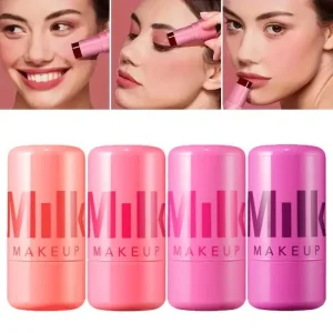 Set Of 4, Milk Makeup Blush Stick, Cooling Water Jelly Tint, Long-lasting Colour For Cheeks And Lips.