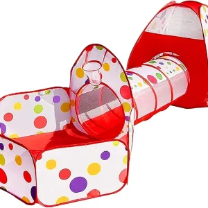 Indoor and Outdoor Play Tunnel and Play Tent Cubby-Tube-Teepee, 3 In 1 Playground for Children, Baby, Girls And Boys.