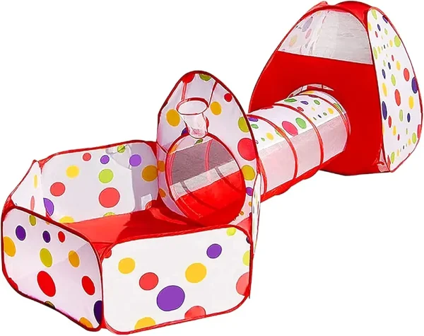 Indoor and Outdoor Play Tunnel and Play Tent Cubby-Tube-Teepee, 3 In 1 Playground for Children, Baby, Girls And Boys.