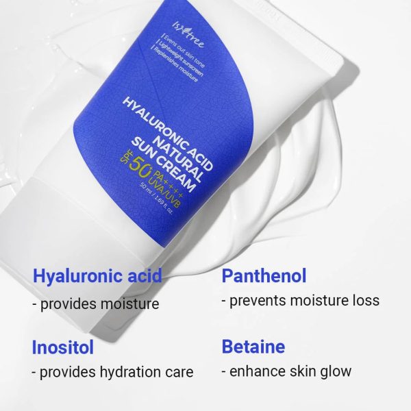 IsNtree Hyaluronic Acid Natural Sun Cream SPF 50 + PA++++, Moisturizing Physical Sun Block, 50 ml. - Image 4