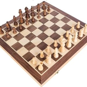 Magnetic Chess Set Inlaid Walnut Wood Chess Set With Folding Chess Board