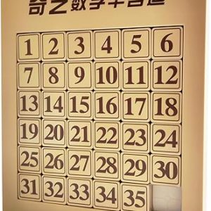 Wooden 6 x 6 35 Digit Number Slide Puzzle Sliding Number Puzzle