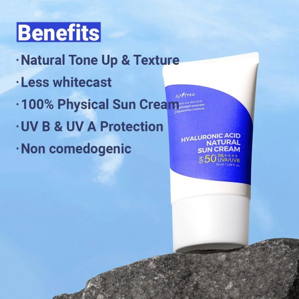 IsNtree Hyaluronic Acid Natural Sun Cream SPF 50 + PA++++, Moisturizing Physical Sun Block, 50 ml. - Image 2