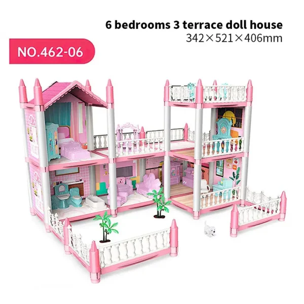 Dreamy Pink Dollhouse Playset For Girls - Image 2