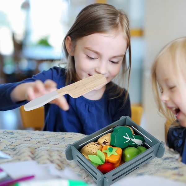 Wooden Cutting Fruit  Play Toy with Cutter Kids Pretend Kitchen Educational Learning Toys YR0020 - Image 3