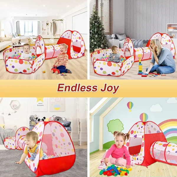 Indoor and Outdoor Play Tunnel and Play Tent Cubby-Tube-Teepee, 3 In 1 Playground for Children, Baby, Girls And Boys. - Image 4