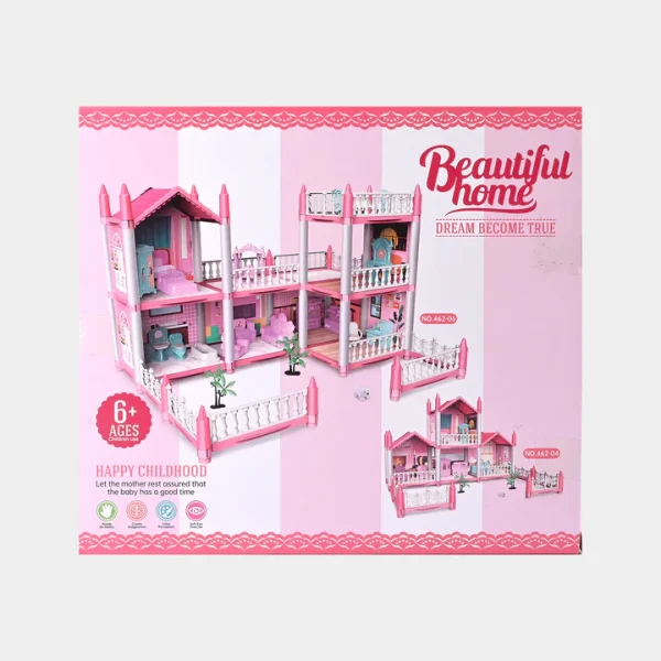 Dreamy Pink Dollhouse Playset For Girls - Image 5