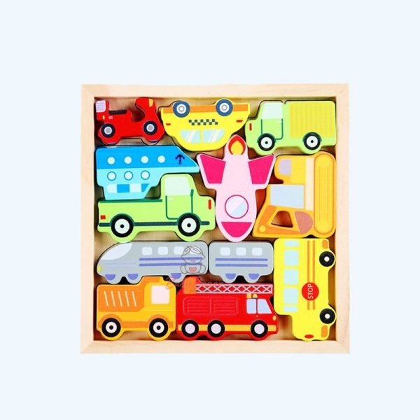 Educational Wooden Toy Vehicle Shaped Puzzles For Kids - Image 2