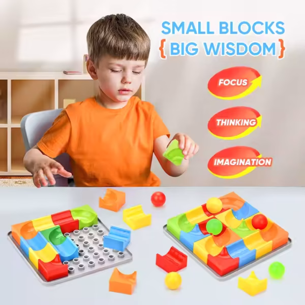 Children's Educational Drawing Board Toys Balance Ball Track Building Blocks, Color Writing Board Puzzle Toys - Image 2